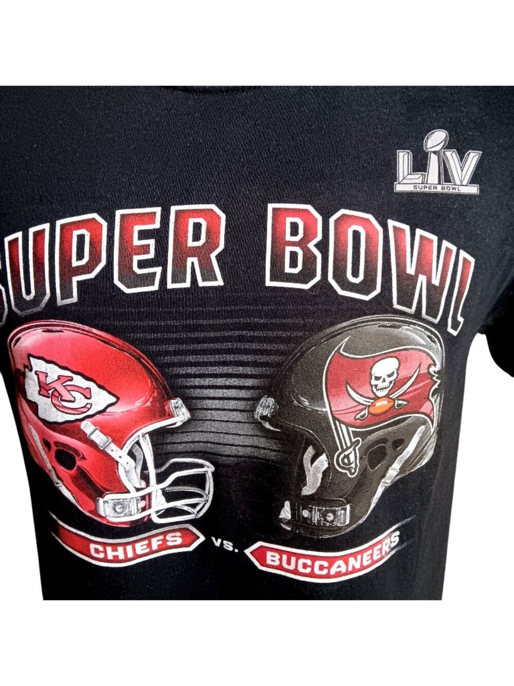 T-Shirt  Medium Super Bowl LIV Chiefs Vs. Buccaneers 100% Cotton  Black